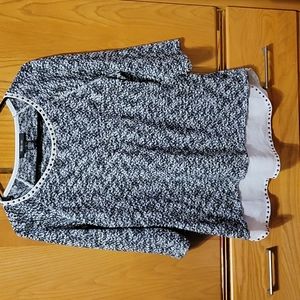 Women's  Style&Comp. salt and pepper top with silver stud trim. Size Large.